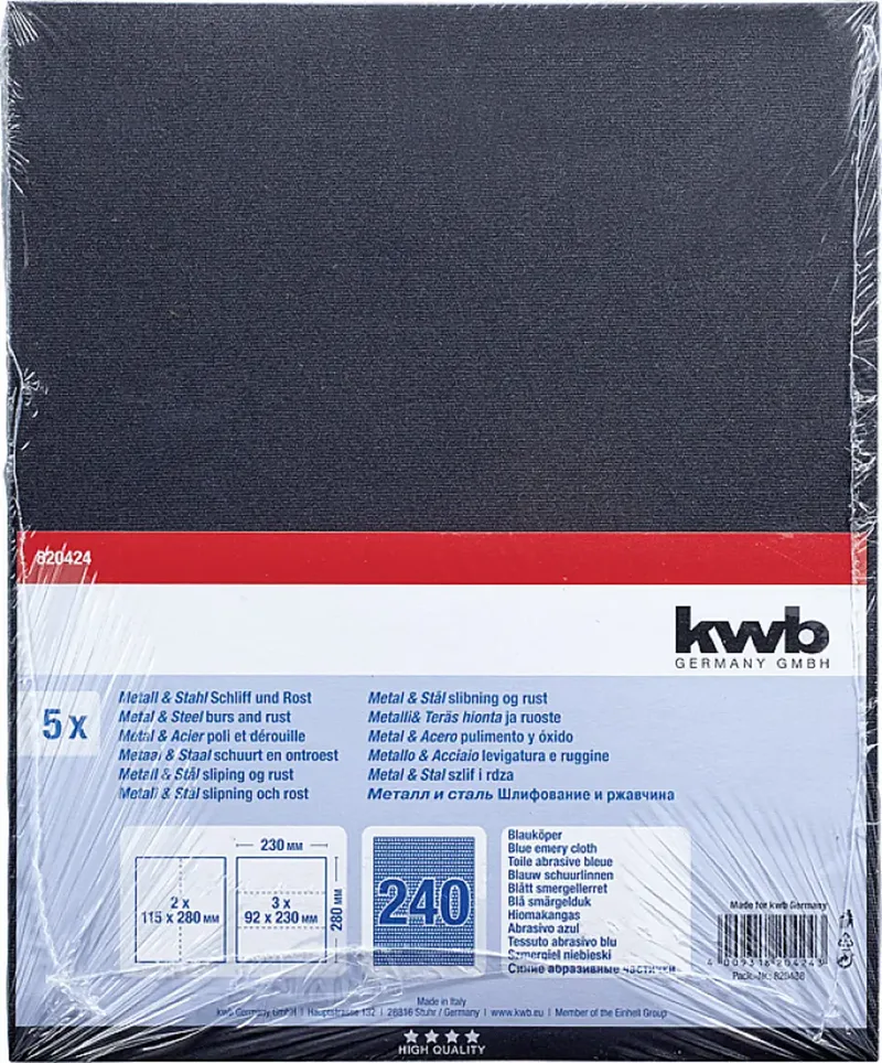 kwb 820424 Papier abrasif Grain 240 (L x l) 280 mm x 230 mm 5 pc(s) de KWB – image du produit 3 sur 3