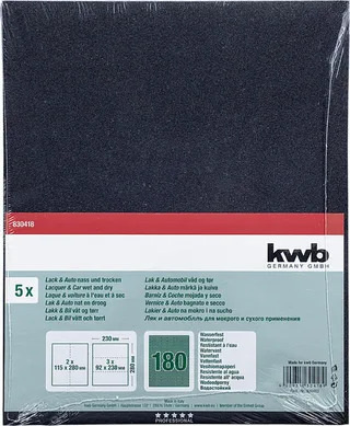 kwb 830418 Papier abrasif Grain 180 (L x l) 280 mm x 230 mm 5 pc(s) de KWB – image du produit 3 sur 3