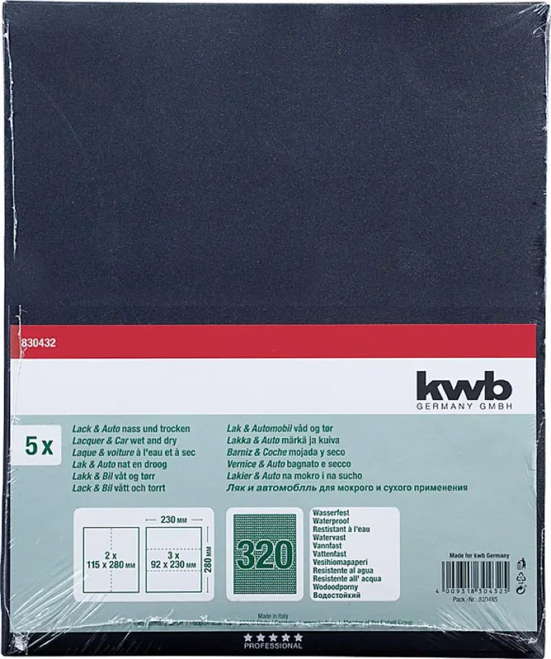 kwb 830432 Schleifpapier Körnung (num) 320 (L x B) 280 mm x 230 mm 5 St. von KWB – Produktbild 3 von 3
