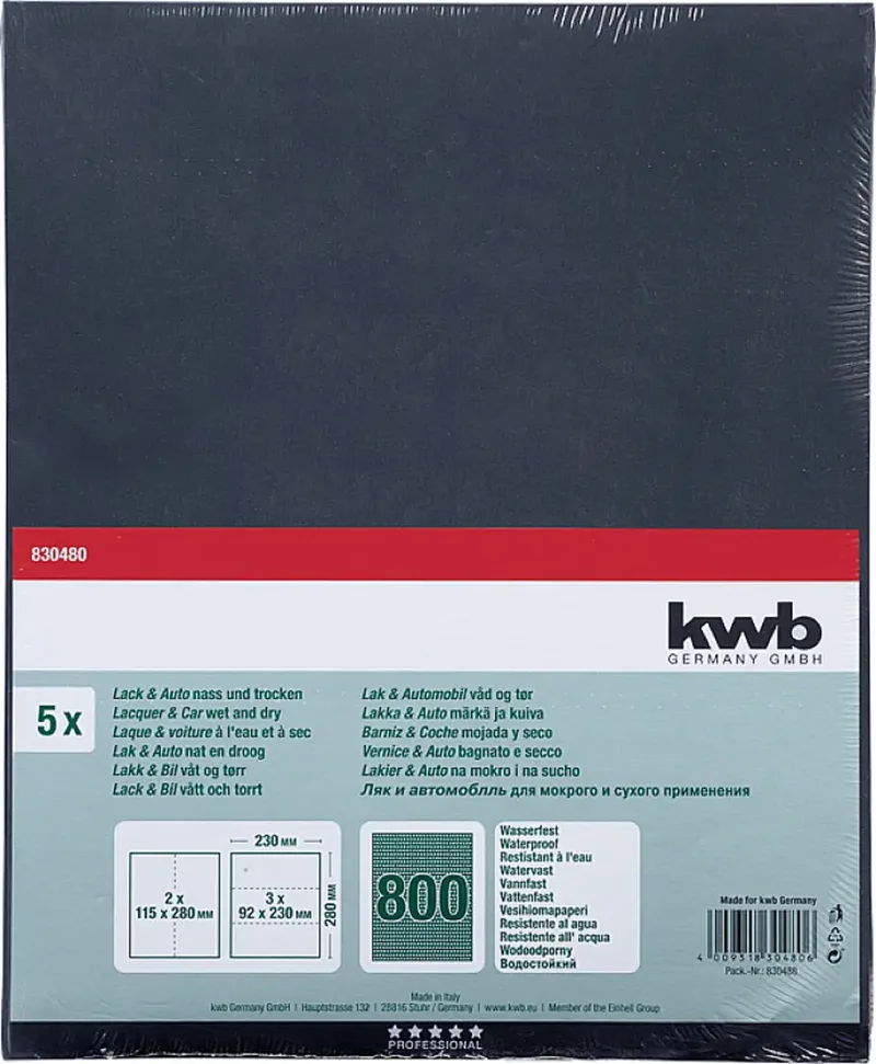 kwb 830480 Schleifpapier Körnung (num) 800 (L x B) 280 mm x 230 mm 5 St. von KWB – Produktbild 3 von 3