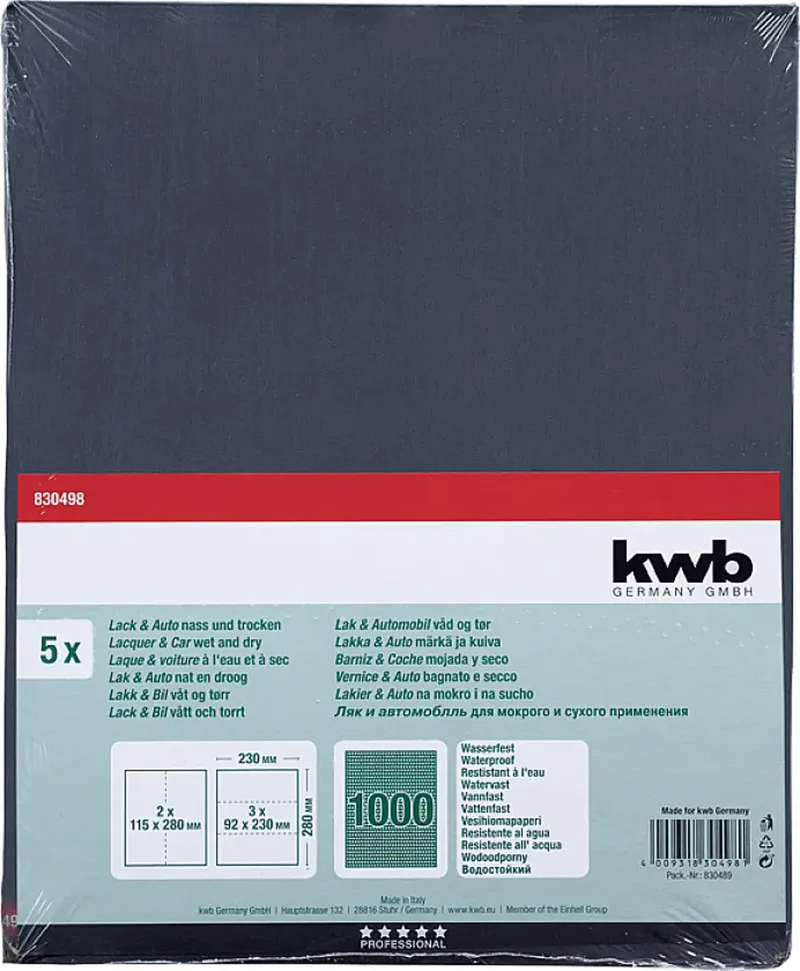 kwb 830498 Schuurpapier Korrelgrootte (num) 1000 (l x b) 280 mm x 230 mm 5 stuk(s) de KWB – image du produit 3 sur 3