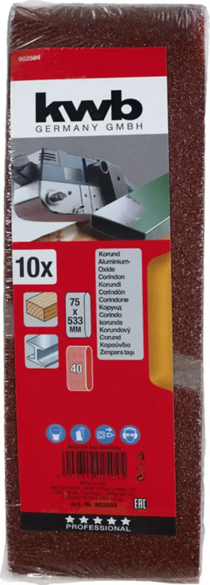 kwb 902504 Schleifband-Set Körnung (num) 40 (L x B) 533 mm x 75 mm 10 St. von KWB – Produktbild 3 von 3