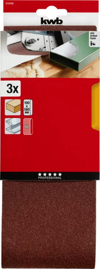 kwb 914406 Schleifband-Set Körnung (num) 60 (L x B) 560 mm x 100 mm 3 St. de KWB – image du produit 3 sur 3