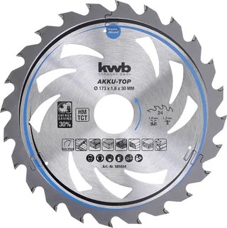 LER-PO 100KA-FI 585554 Lame de scie circulaire au carbure 173 x 30 x 1.2 mm Nombre de dents: 24 1 pc(s) de KWB – image du produit 1 sur 2