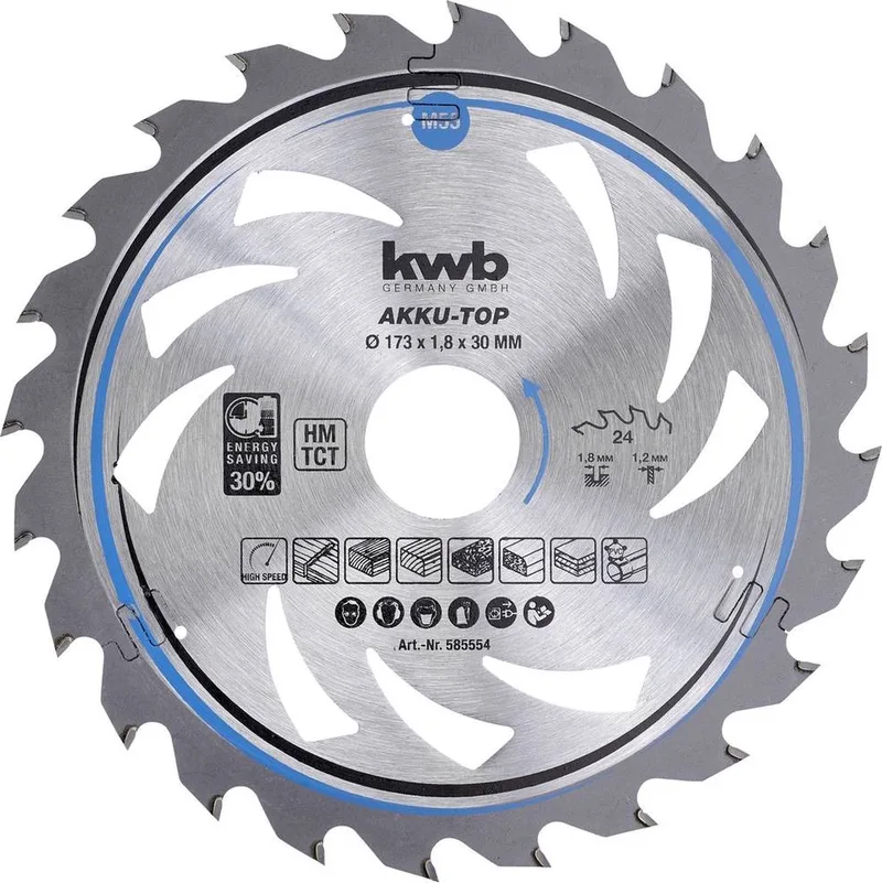 LER-PO 100KA-FI 585554 Lame de scie circulaire au carbure 173 x 30 x 1.2 mm Nombre de dents: 24 1 pc(s) de KWB – image du produit 1 sur 2