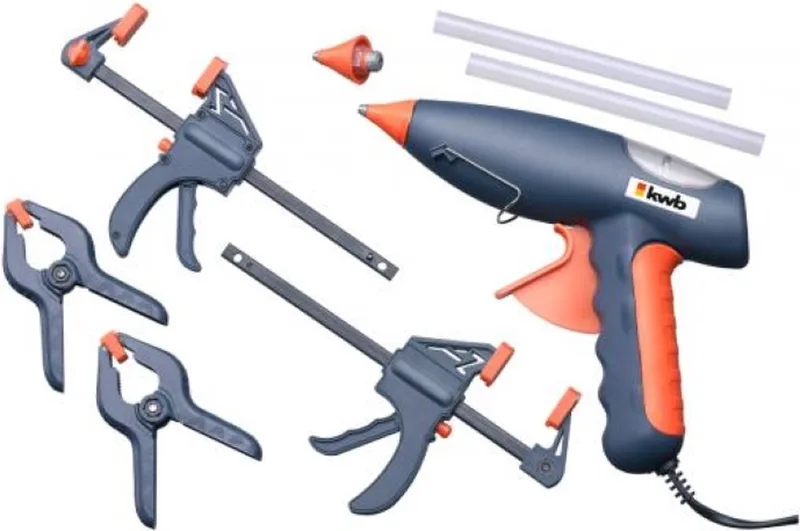 lijmpistool - 230 V - Patronen Ø 11 mm - Met lijmklemmen - In koffer de KWB, Gris – image du produit