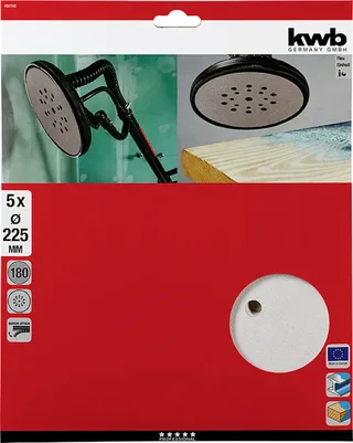 Quick-Stick schuurschijf - voor langnekschuurmachines K 180 225 mm Ø, stearaatcoating, geperforeerd met klittenband von KWB – Produktbild 3 von 3