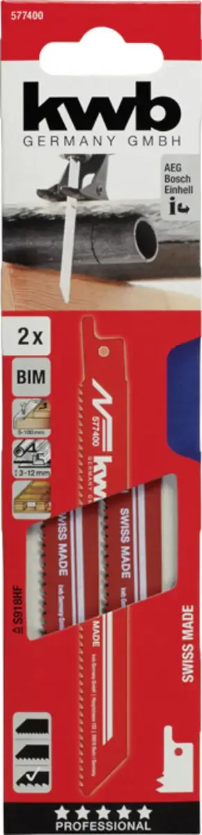 Reciprozaagblad bi-metaal grof 153 mm 2 stuks by KWB – product image 3 of 3