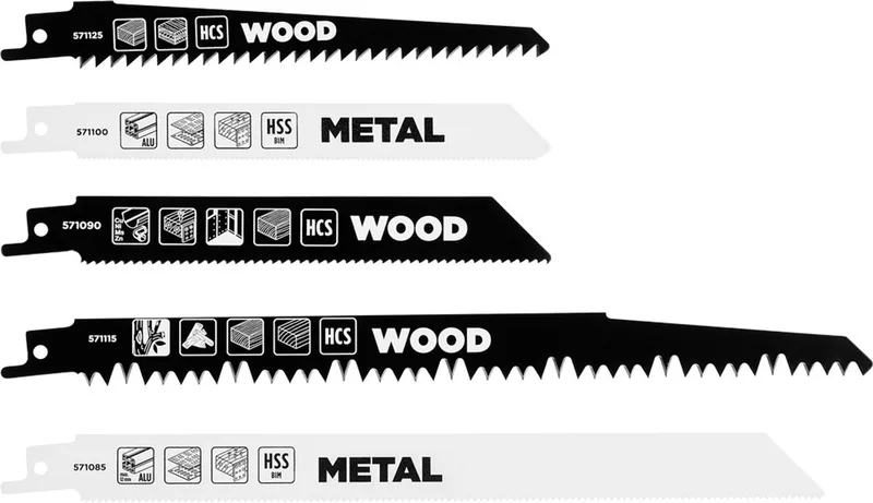 Reciprozaagbladen Set 5-delig – Voor Hout en Metaal (571075) von KWB – Produktbild