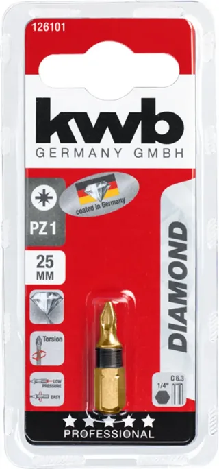 Schroefbit 25mm - Diamant Pozidrive PZ-1 by KWB – product image 3 of 3