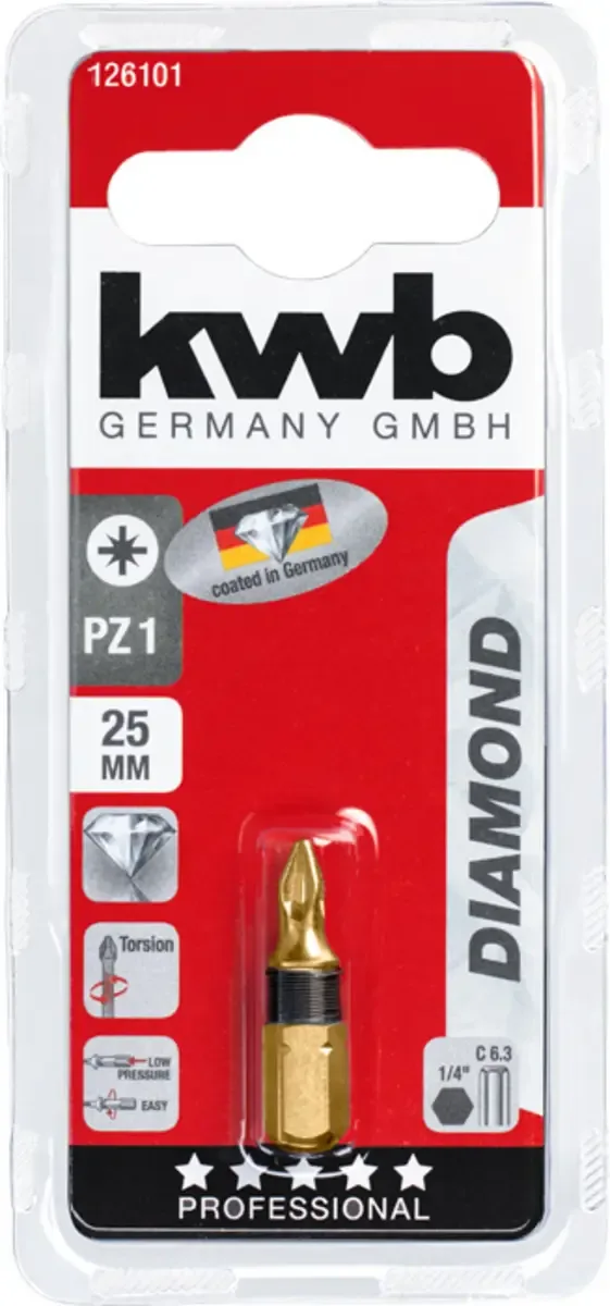 Schroefbit 25mm - Diamant Pozidrive PZ-1 by KWB – product image 3 of 3