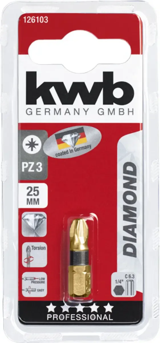 Schroefbit 25mm - Diamant Pozidrive PZ-3 von KWB – Produktbild 3 von 3