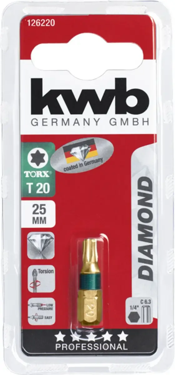 Schroefbit Diamant - Torx - T20 - 25mm by KWB – product image 3 of 3