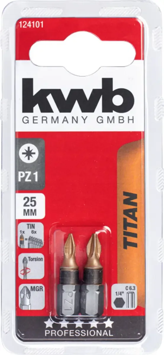 Schroefbit - Titaan - PZ1 - Pozidriv 1 - 25mm - 2 stuks de KWB – image du produit 3 sur 3