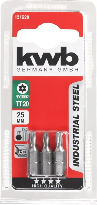 Schroefbit - Torx 20 - T20 - 25mm - 3 stuks by KWB – product image 3 of 3