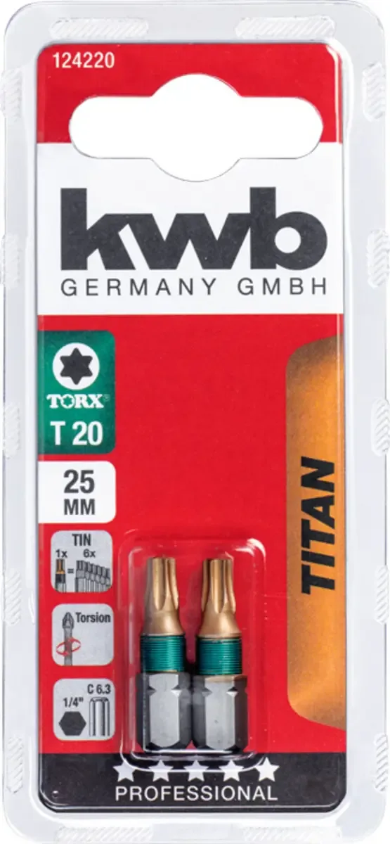 Schroefbit Torx 25mm Titaan Torx-20 - 2 stuks by KWB – product image 3 of 3