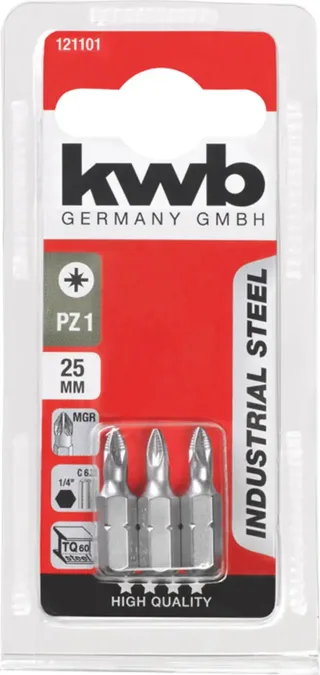 Schroefbits 25mm - 3 stuks - Pozidrive Pz-1 von KWB – Produktbild 3 von 3