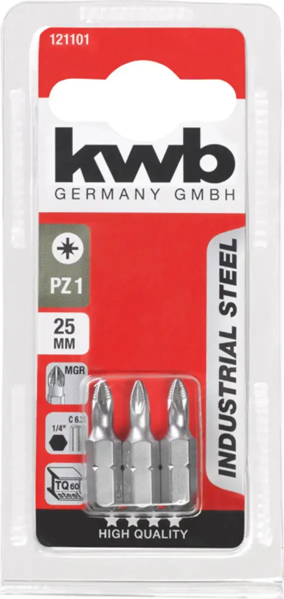 Schroefbits 25mm - 3 stuks - Pozidrive Pz-1 von KWB – Produktbild 3 von 3
