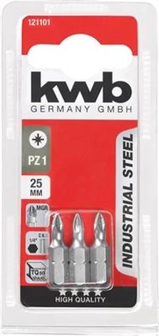 Schroefbits 25mm - 3 stuks - Pozidrive Pz-1 von KWB – Produktbild 1 von 3