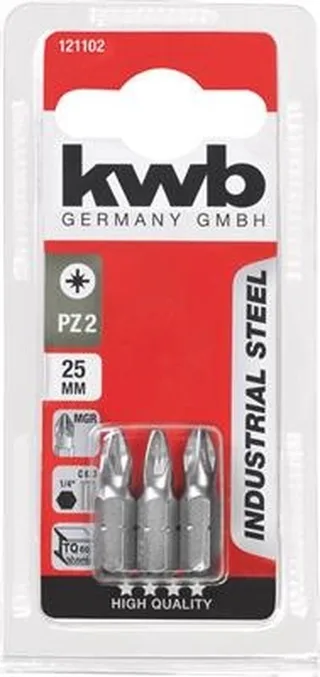 Schroefbits 25mm - 3 stuks - Pozidrive Pz-2 by KWB – product image 1 of 3