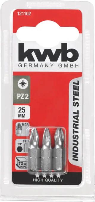Schroefbits 25mm - 3 stuks - Pozidrive Pz-2 by KWB – product image 3 of 3