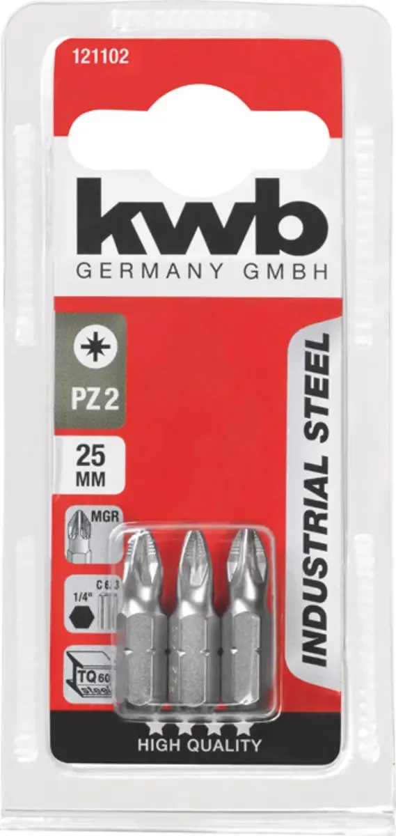 Schroefbits 25mm - 3 stuks - Pozidrive Pz-2 by KWB – product image 3 of 3