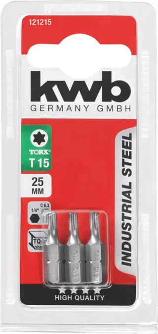 Schroefbits Torx 25mm - 3 stuks - Torx 15 by KWB – product image 3 of 3