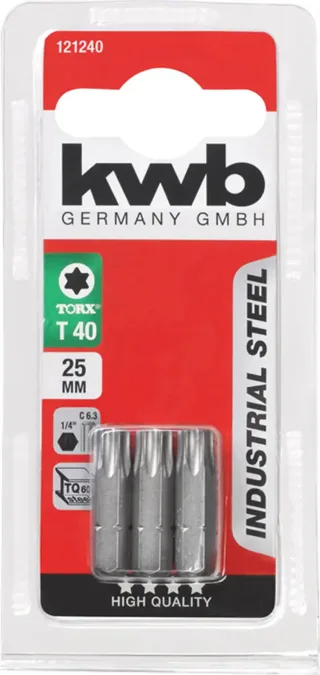 Schroefbits Torx 25mm - 3 stuks - Torx 40 van KWB – productafbeelding 3 van 3