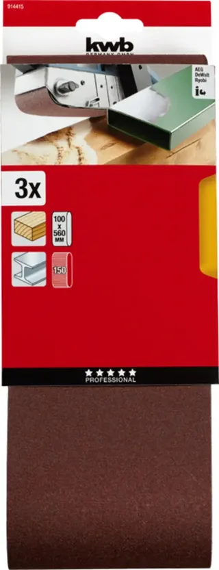 schuurband 100 x 560 mm - Korrel 150 - 914415 - 3 stuks de KWB – image du produit 3 sur 3