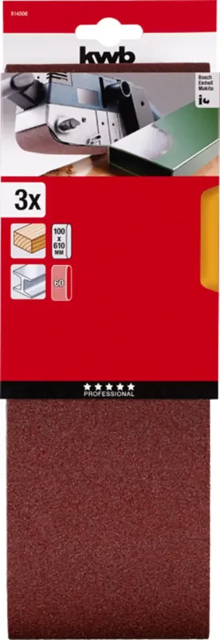 Schuurband 100 x 610 mm, K60 set van 3 stuks de KWB – image du produit 3 sur 3