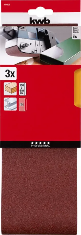 Schuurband 100 x 610 mm, K80 by KWB – product image 3 of 3