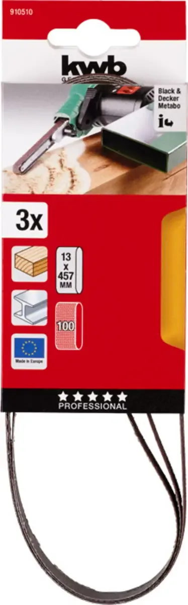 schuurband 13 x 457 mm - Korrel 100 - 910510 - 3 stuks by KWB – product image 3 of 3