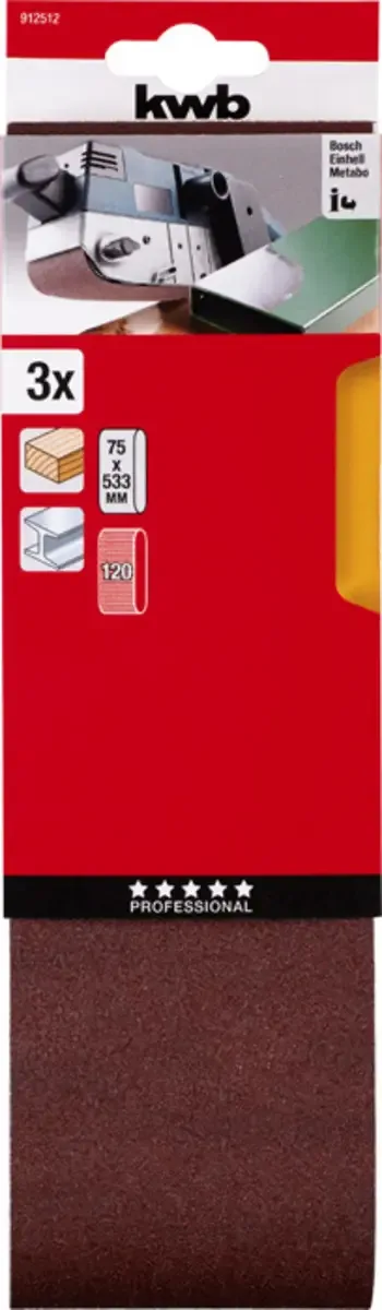 Schuurband 533x75mm 3 stuks K120 de KWB – image du produit 3 sur 3
