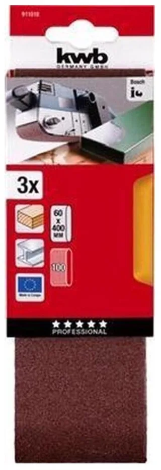 schuurband 60 x 400 mm - Korrel 100 - 911010 - 3 stuks by KWB – product image 1 of 3