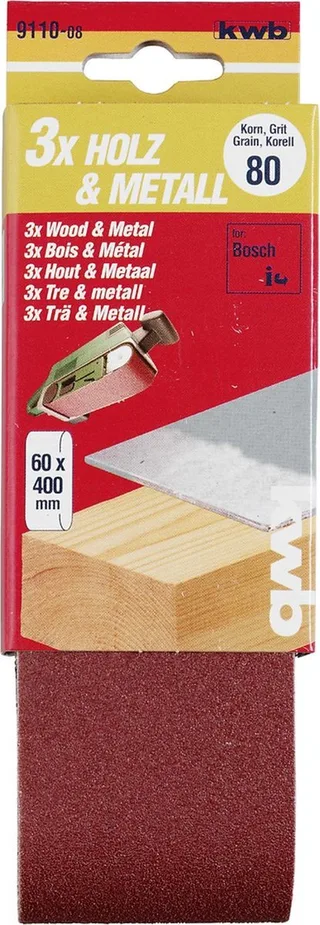 schuurband 60 x 400 mm - Korrel 40 - 911004 - 3 stuks de KWB – image du produit 1 sur 3