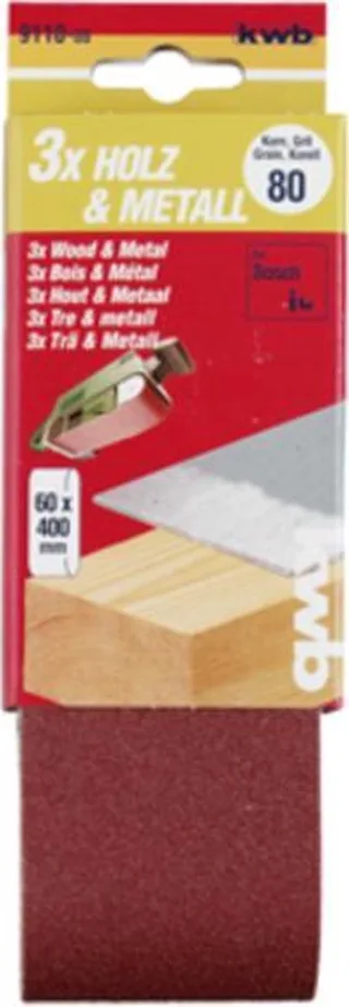 schuurband 60 x 400 mm - Korrel 80 - 911008 - 3 stuks by KWB – product image 1 of 3