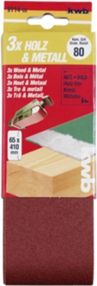 schuurband 65 x 410 mm - Korrel 100 - 911410 - 3 stuks de KWB – image du produit 1 sur 3
