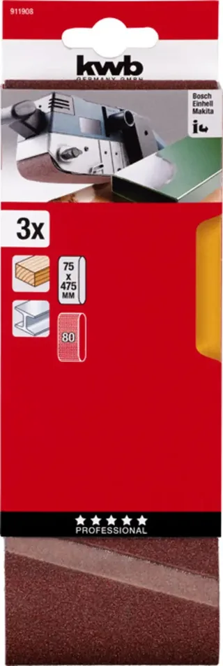 Schuurband 75 x 457 mm, k80 de KWB – image du produit 3 sur 3