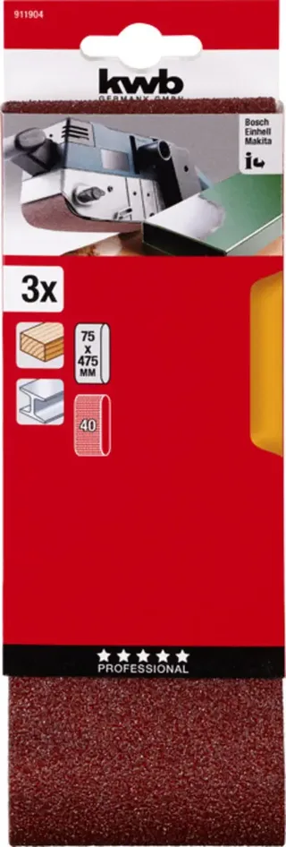 schuurband 75 x 457 mm - Korrel 40 - 911904 - 3 stuks de KWB – image du produit 3 sur 3