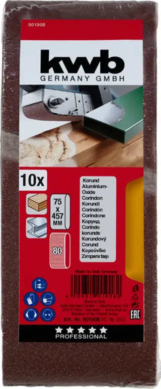 schuurband 75 x 457 mm - Korrel 80 - 901908 - 10 stuks von KWB – Produktbild 3 von 3