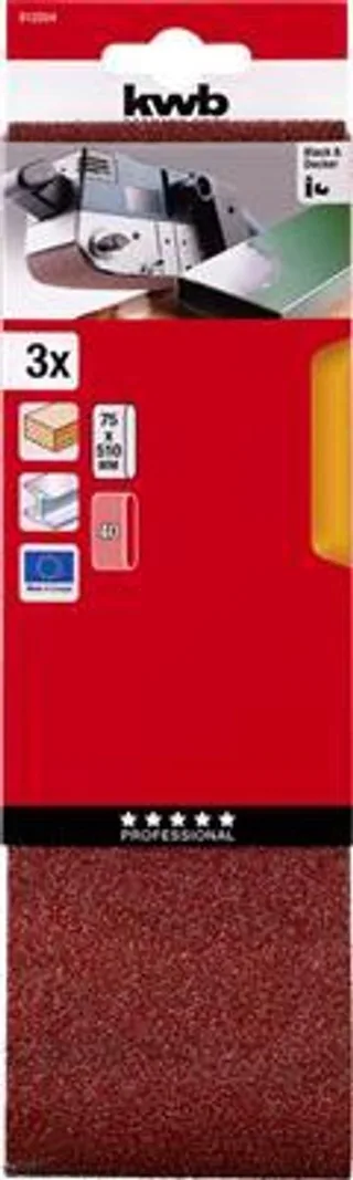 schuurband 75 x 510 mm - Korrel 40 - 912304 - 3 stuks fra KWB – produktbillede 1 af 3