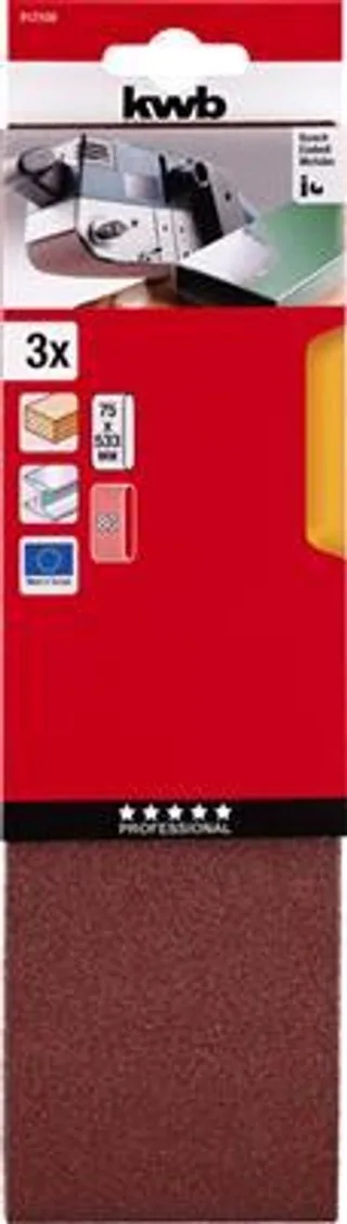 Schuurband - 75x533mm - K80 - 3 stuks von KWB – Produktbild 1 von 3