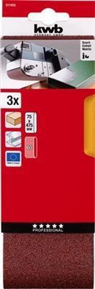 Schuurbanden 75 x 457 - 3 Stuks - Korrel 60 de KWB – image du produit 1 sur 3