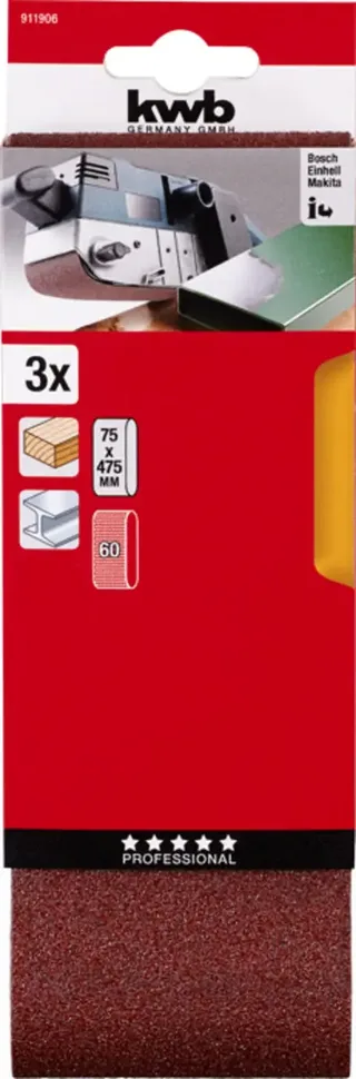 Schuurbanden 75 x 457 - 3 Stuks - Korrel 60 de KWB – image du produit 3 sur 3