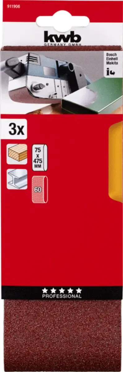Schuurbanden 75 x 457 - 3 Stuks - Korrel 60 de KWB – image du produit 3 sur 3