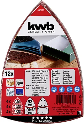schuurschijf 100 x 62, 93 mm - Korrel 180 - Klittenbandhechting - 496170 - 12 stuks von KWB – Produktbild 3 von 3