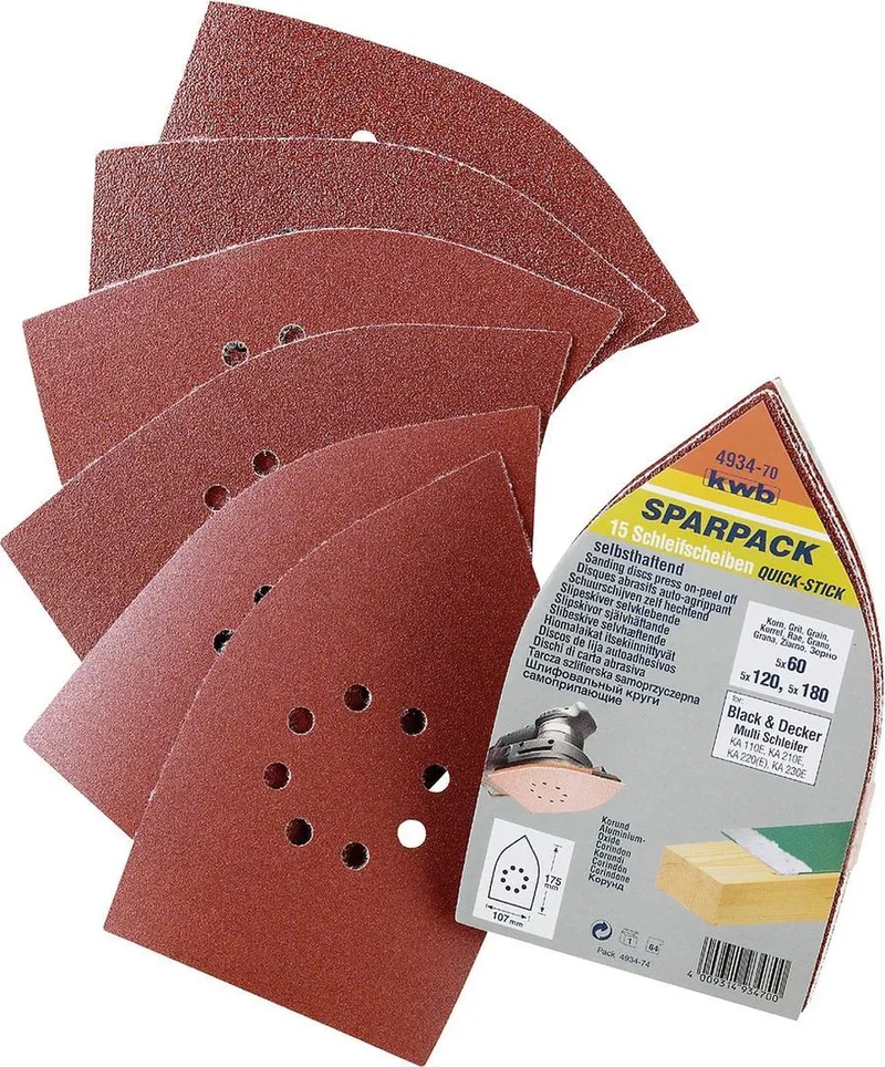 schuurschijf 107 x 175 mm - Assorti - Klittenbandhechting - 493470 - 12 stuks de KWB – image du produit 1 sur 3