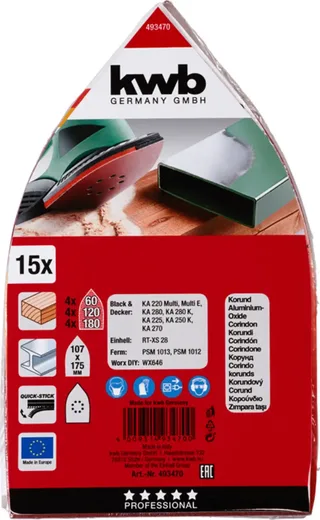 schuurschijf 107 x 175 mm - Assorti - Klittenbandhechting - 493470 - 12 stuks de KWB – image du produit 3 sur 3