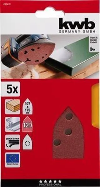 schuurschijf 107 x 175 mm - Korrel 120 - Klittenbandhechting - 493412 - 5 stuks de KWB – image du produit 1 sur 3