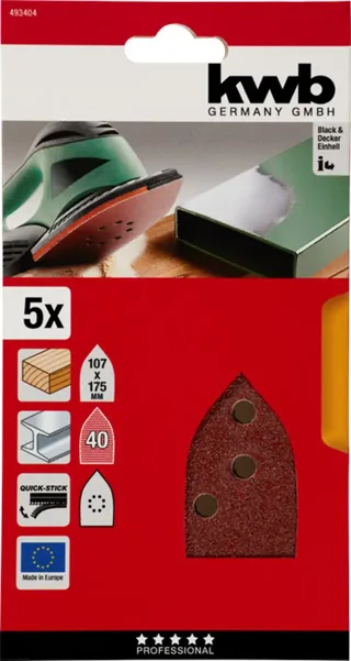 schuurschijf 107 x 175 mm - Korrel 40 - Klittenbandhechting - 493404 - 5 stuks by KWB – product image 3 of 3